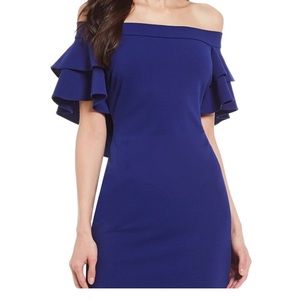 Ralph Lauren Size 14 Off The Shoulder Blue Dress